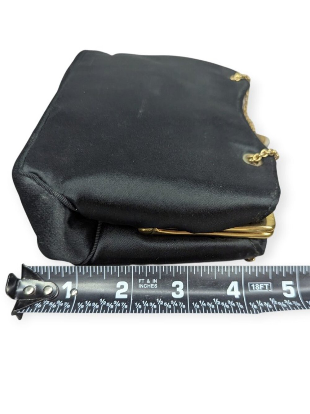 Ande Classic Black Shoulder Evening Bag with Adjustable Gold Tone Chain Strap - Picture 13 of 15